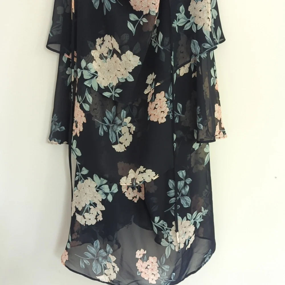 Show Me Your Mumu Calypso Ruffle‎ Dress Size Large Black Floral Tiered